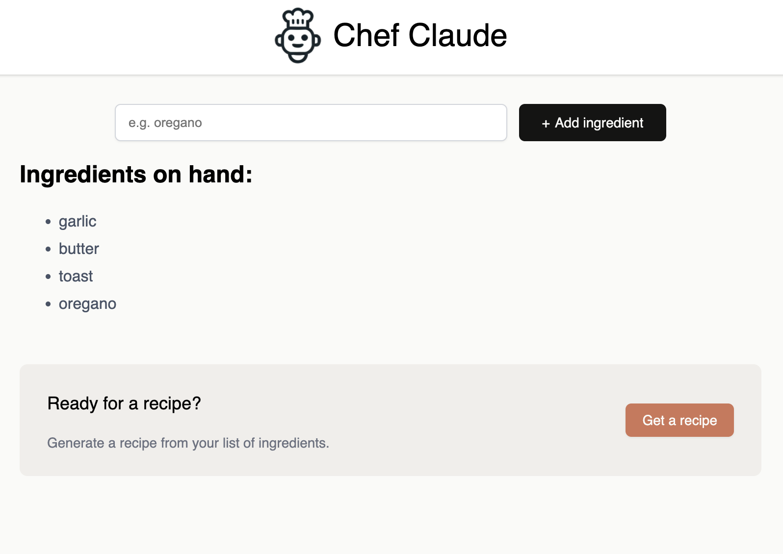 screenshot of Chef Claude application