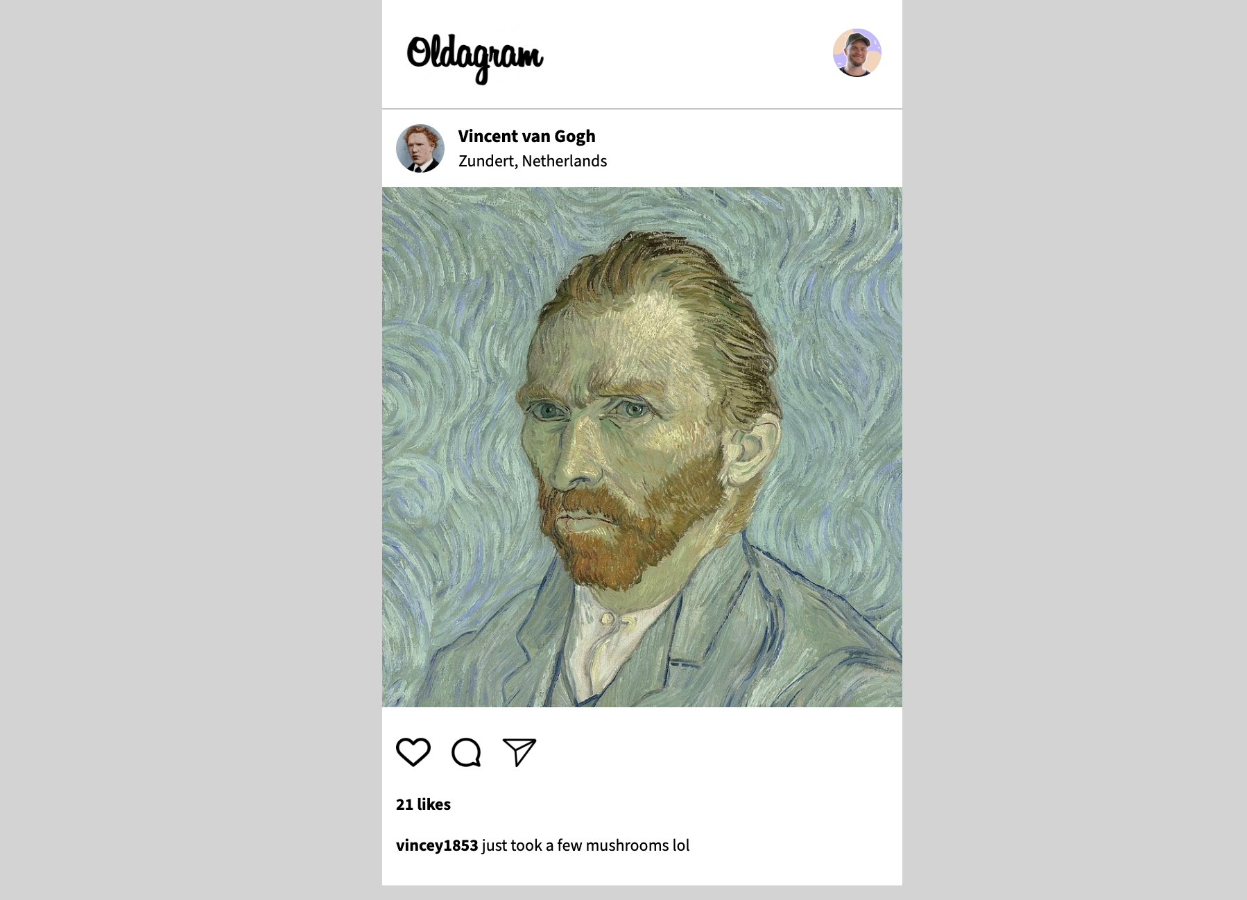 screenshot of Oldagram